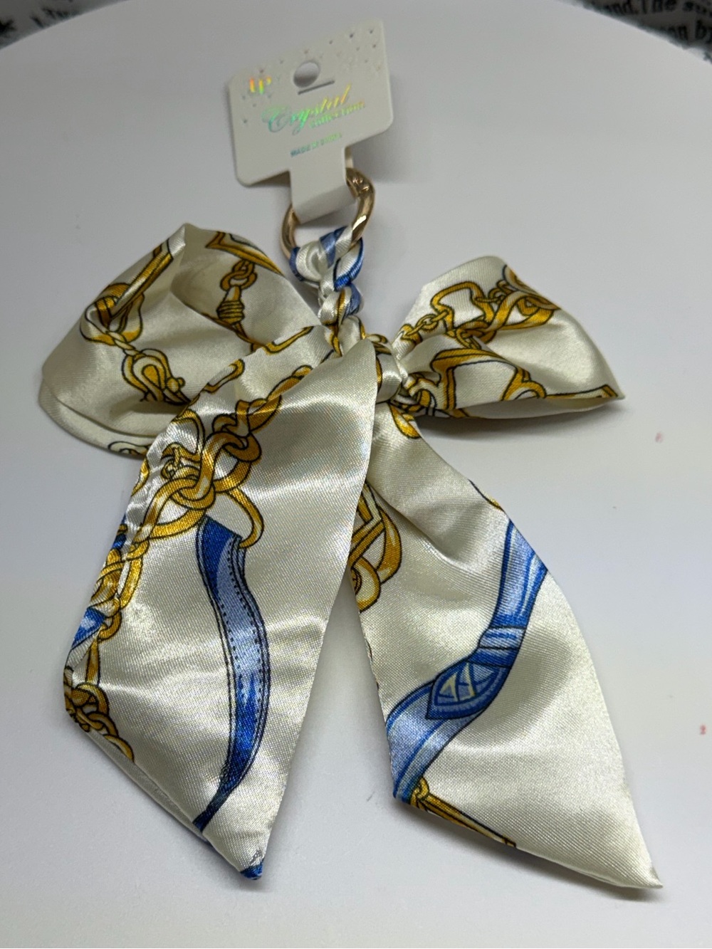 Cream & Blue Keychain